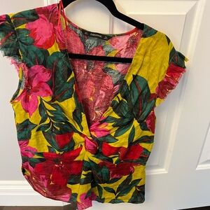Zara Women’s Floral Top - Yellow and Pink